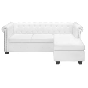 Canapé Chesterfield en forme de L cuir synthétique blanc