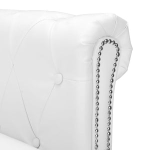 Canapé Chesterfield en forme de L cuir synthétique blanc