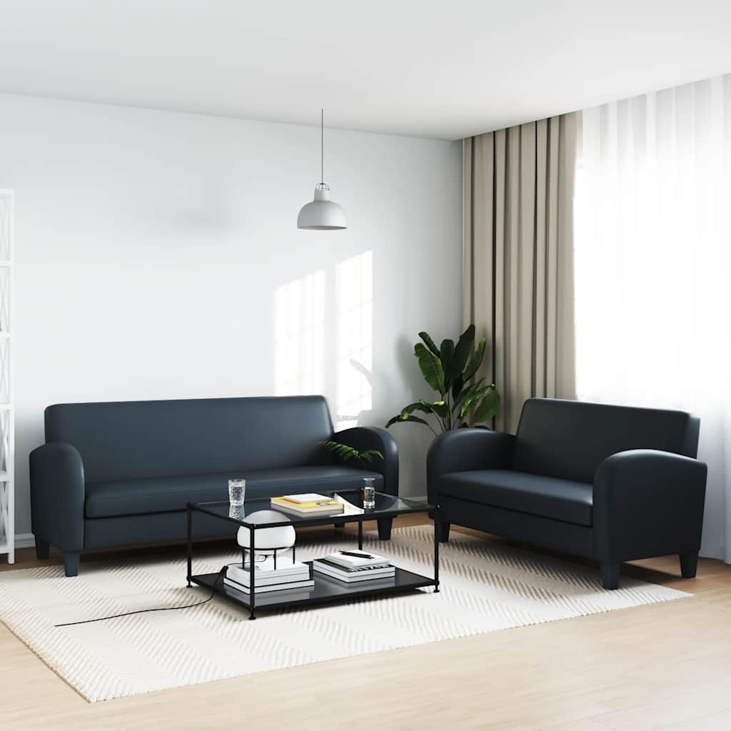 Ensemble de canapés 2 pcs cuir synthétique noir