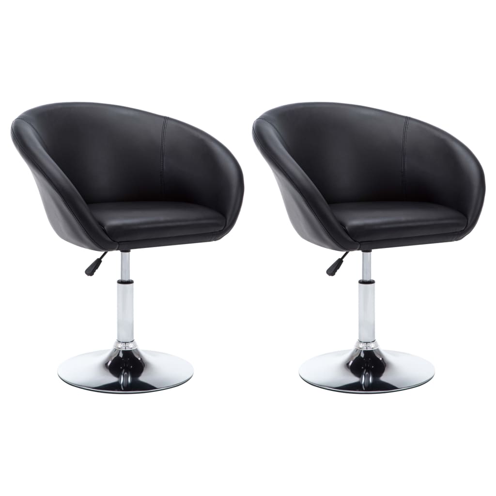 Chaises pivotantes de salle à manger 2 pcs Noir Similicuir