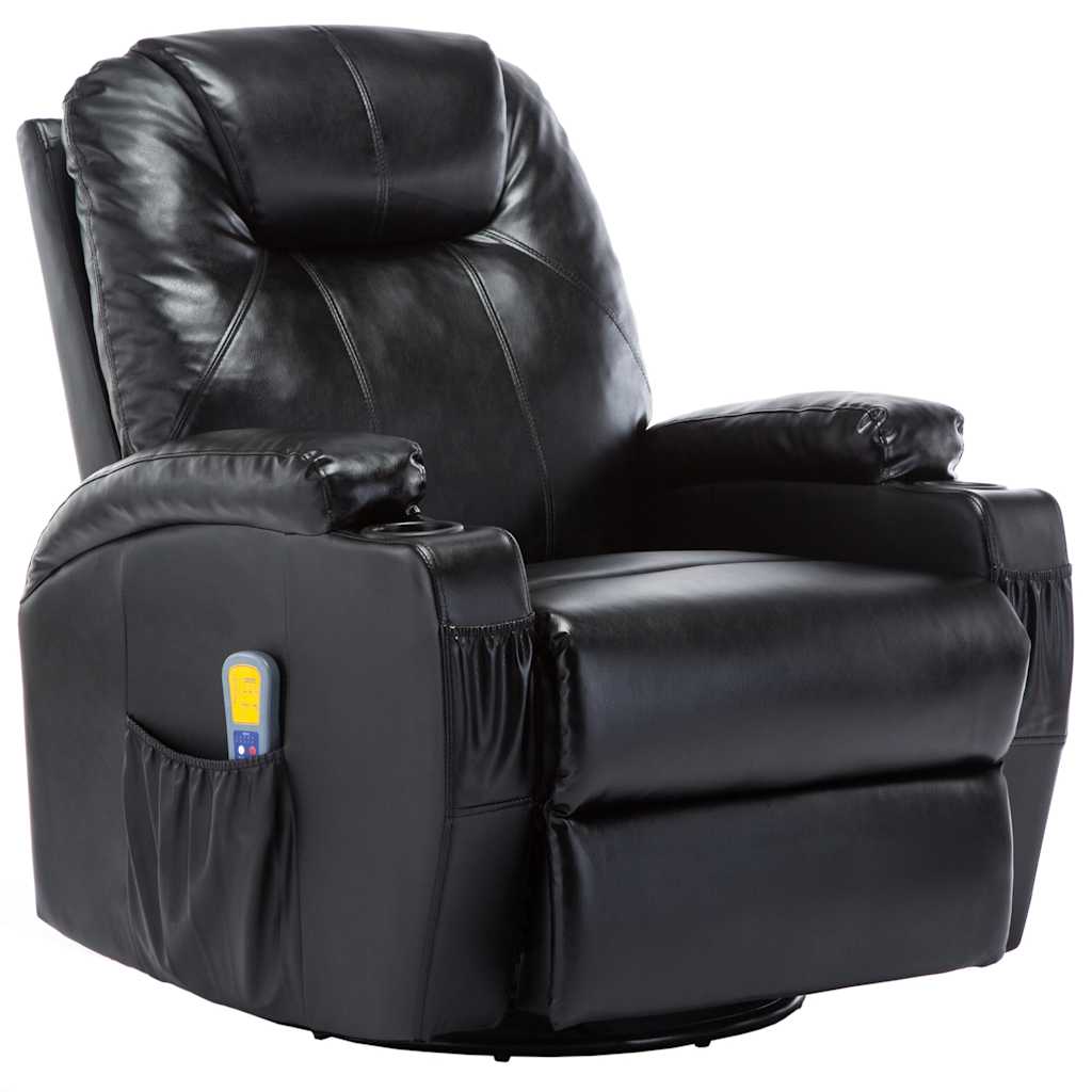 Fauteuil à bascule de massage Noir Similicuir