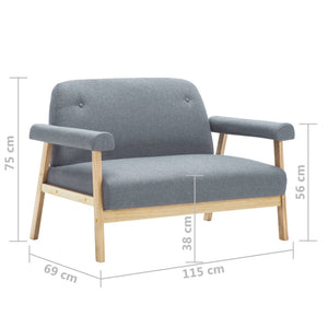 Canapé à 2 places Tissu Gris clair