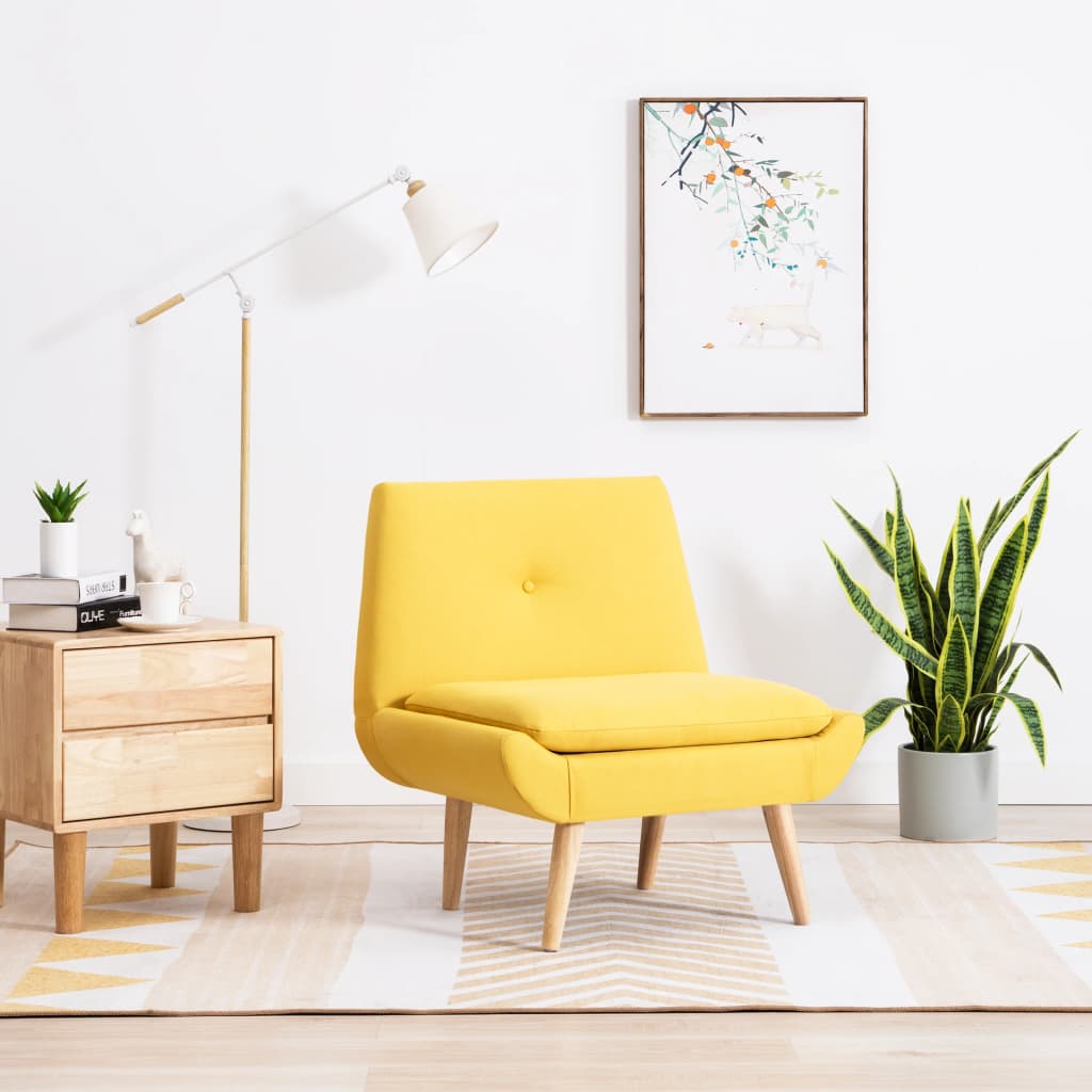 Fauteuil sans accoudoirs jaune tissu