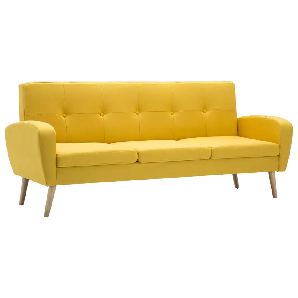 Canapé à 3 places Tissu Jaune