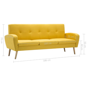 Canapé à 3 places Tissu Jaune