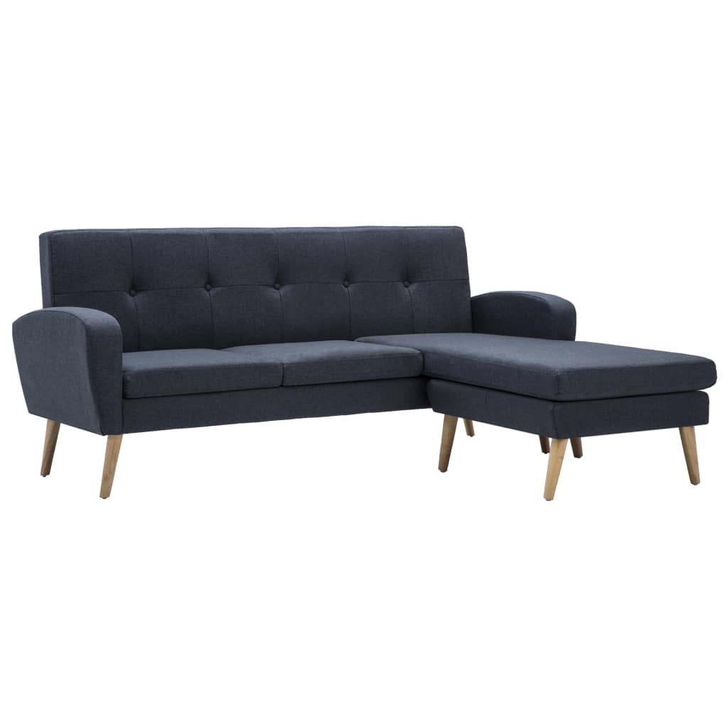 Canapé en forme de L revêtement en tissu gris foncé