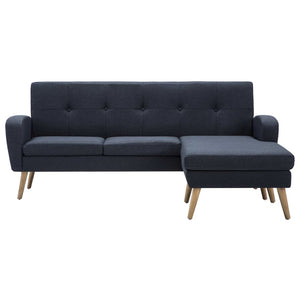 Canapé en forme de L revêtement en tissu gris foncé