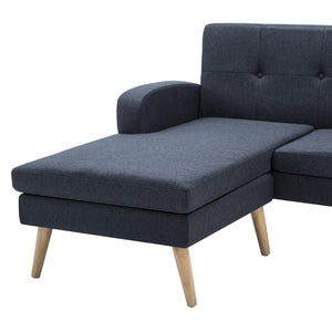 Canapé en forme de L revêtement en tissu gris foncé