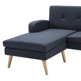 Canapé en forme de L revêtement en tissu gris foncé