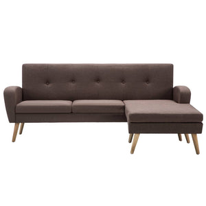 Canapé en forme de L revêtement en tissu 186x136x79 cm marron