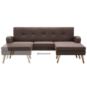 Canapé en forme de L revêtement en tissu 186x136x79 cm marron