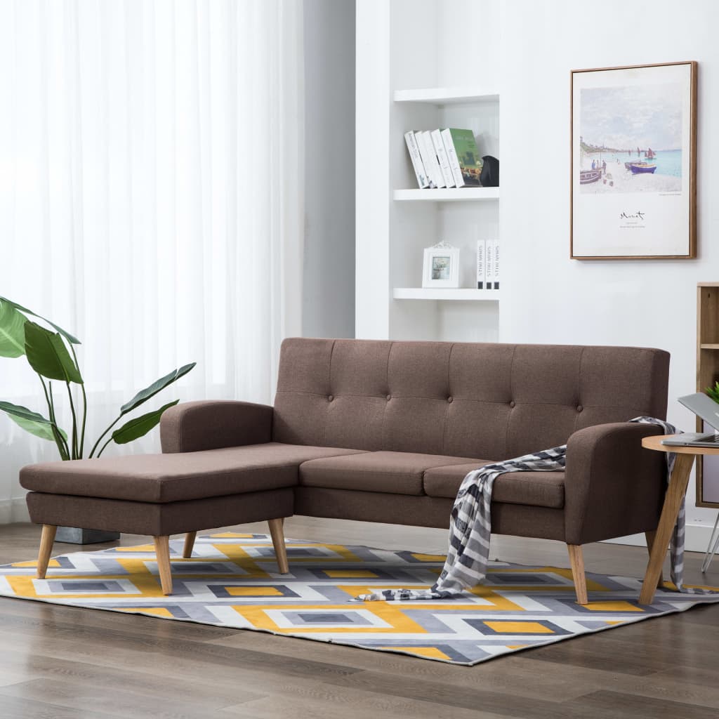 Canapé en forme de L revêtement en tissu 186x136x79 cm marron