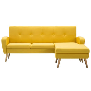 Canapé en forme de L revêtement en tissu 186x136x79 cm jaune