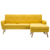 Canapé en forme de L revêtement en tissu 186x136x79 cm jaune