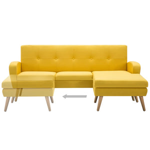 Canapé en forme de L revêtement en tissu 186x136x79 cm jaune