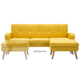Canapé en forme de L revêtement en tissu 186x136x79 cm jaune