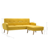 Canapé en forme de L revêtement en tissu 186x136x79 cm jaune