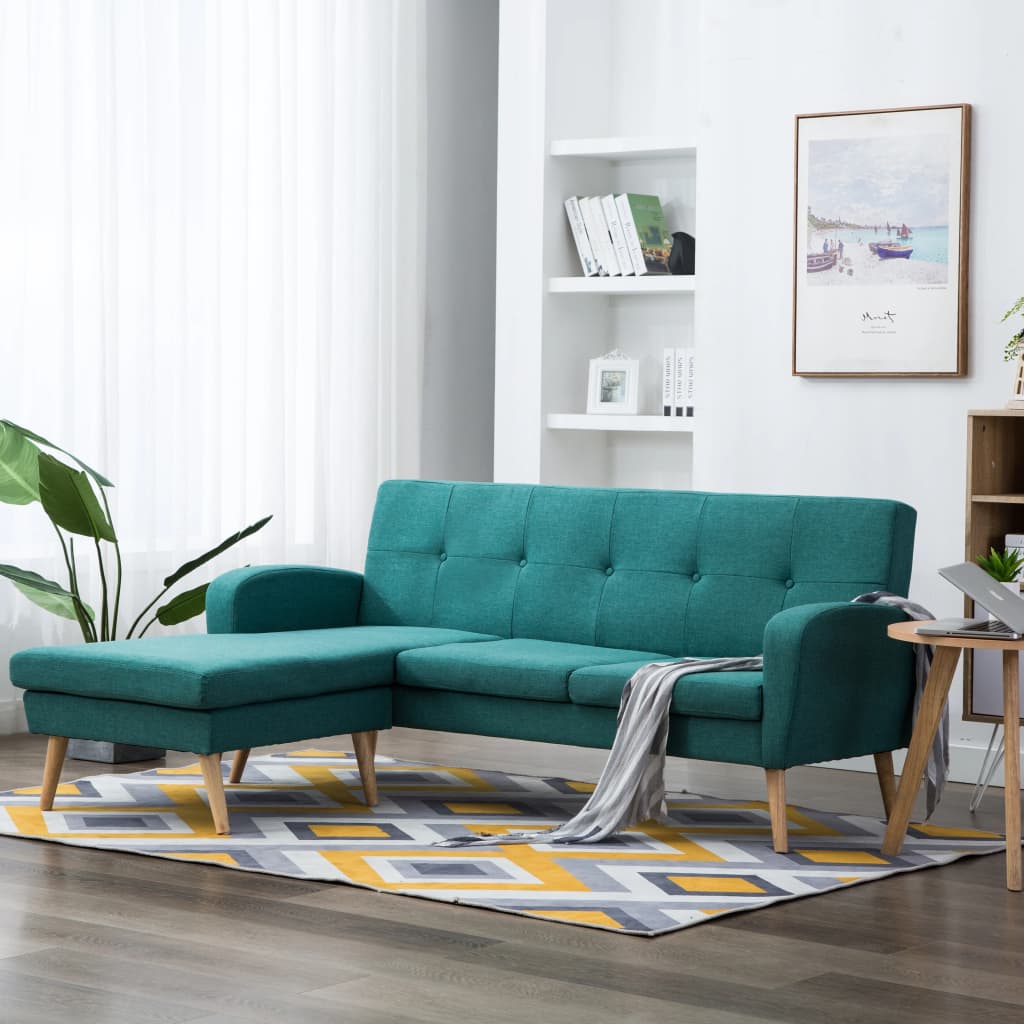 Canapé en forme de L revêtement en tissu 186x136x79 cm vert