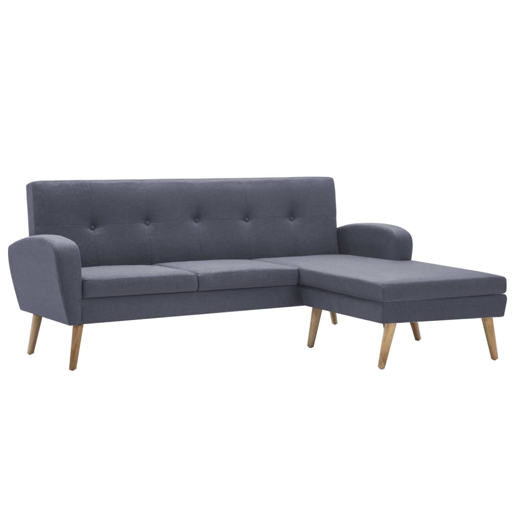 Canapé forme de L revêtement en tissu gris clair 186x136x79 cm