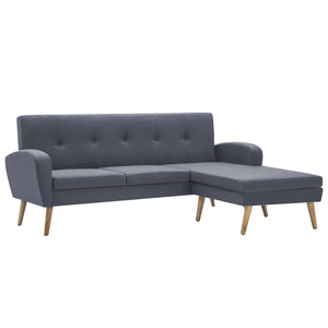 Canapé forme de L revêtement en tissu gris clair 186x136x79 cm