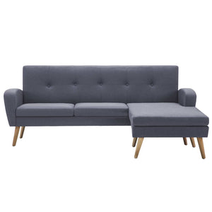 Canapé forme de L revêtement en tissu gris clair 186x136x79 cm