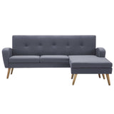 Canapé forme de L revêtement en tissu gris clair 186x136x79 cm