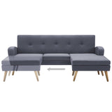 Canapé forme de L revêtement en tissu gris clair 186x136x79 cm