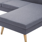 Canapé forme de L revêtement en tissu gris clair 186x136x79 cm