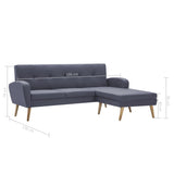 Canapé forme de L revêtement en tissu gris clair 186x136x79 cm
