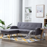 Canapé forme de L revêtement en tissu gris clair 186x136x79 cm
