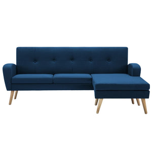 Canapé en forme de L revêtement en tissu 186x136x79 cm bleu