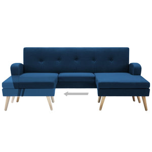Canapé en forme de L revêtement en tissu 186x136x79 cm bleu
