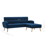 Canapé en forme de L revêtement en tissu 186x136x79 cm bleu