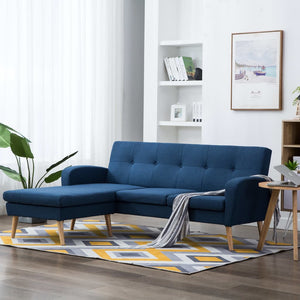 Canapé en forme de L revêtement en tissu 186x136x79 cm bleu