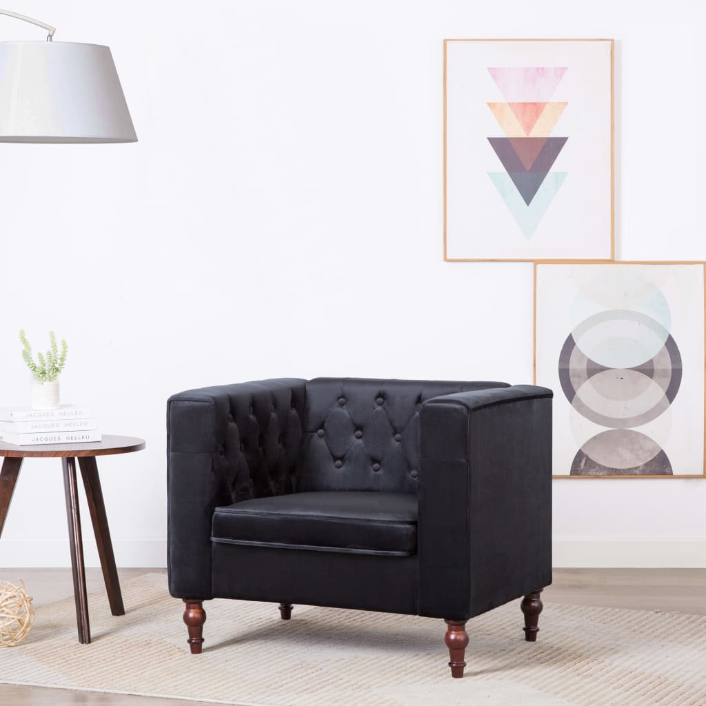 Fauteuil noir velours