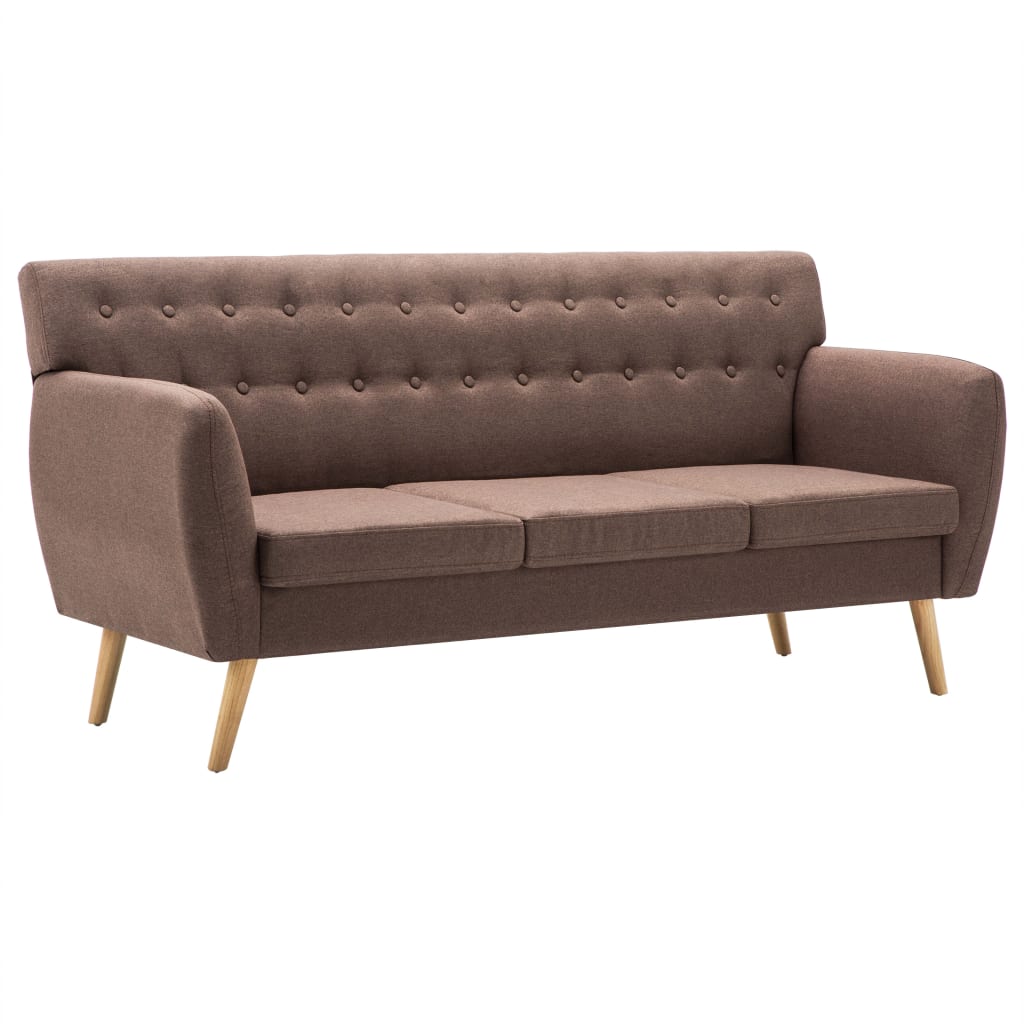 Canapé à 3 places revêtement en tissu 172x70x82 cm marron