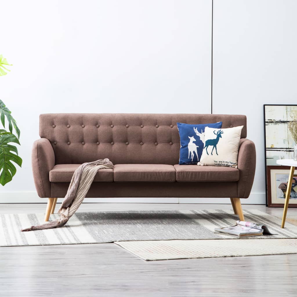Canapé à 3 places revêtement en tissu 172x70x82 cm marron