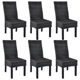 Chaises à manger lot de 6 noir rotin Kubu et bois de manguier