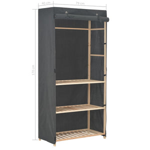 Garde-robe à 3 niveaux Gris 79 x 40 x 170 cm Tissu