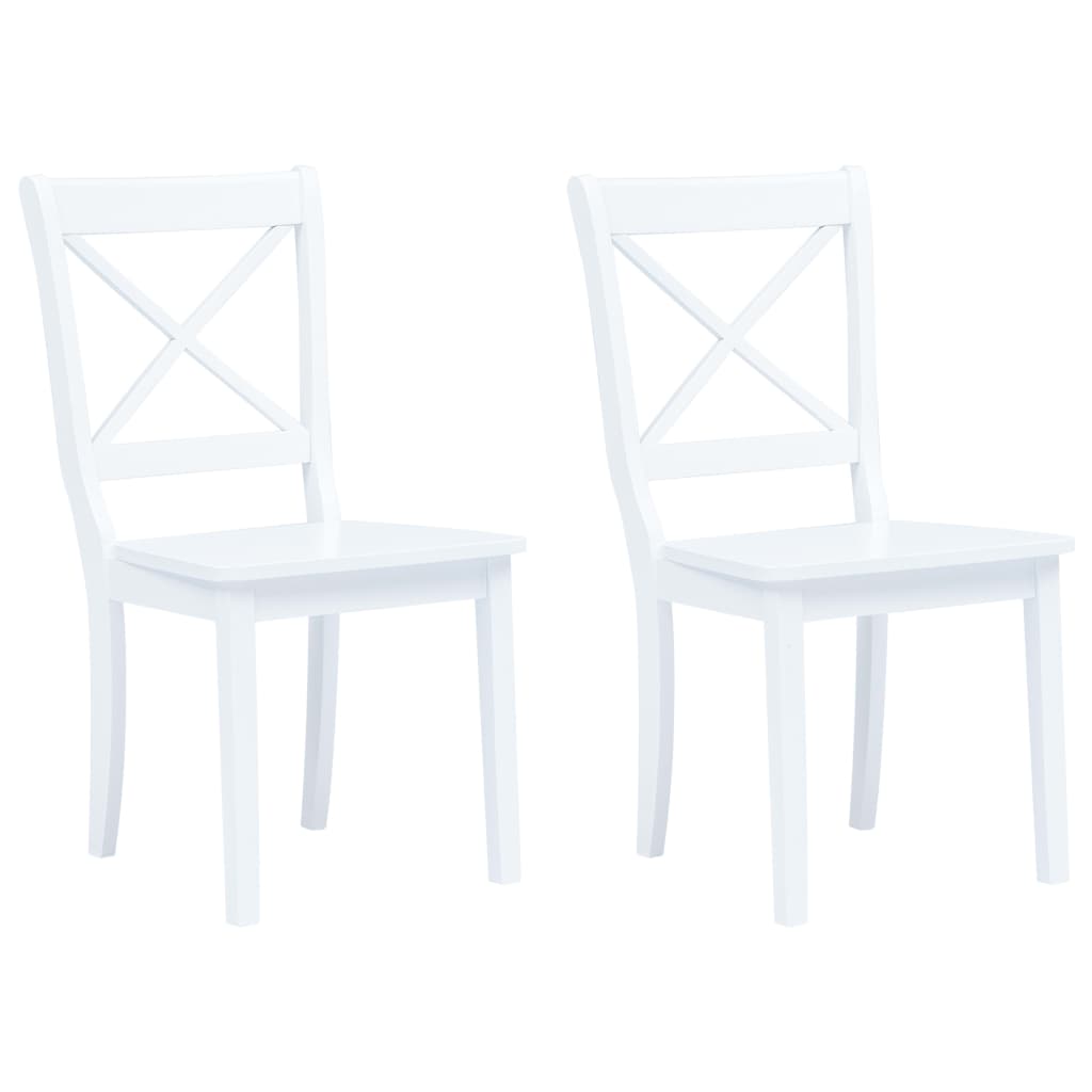 Chaises à manger lot de 2 blanc bois hévéa massif