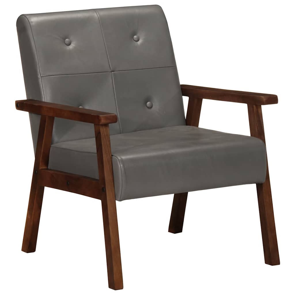 Fauteuil gris cuir véritable