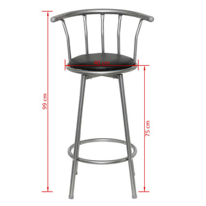 Tabourets de bar lot de 2 noir similicuir
