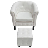 Fauteuil avec repose-pied blanc similicuir