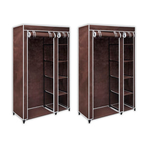 Garde-robe en tissu 2 pcs Marron