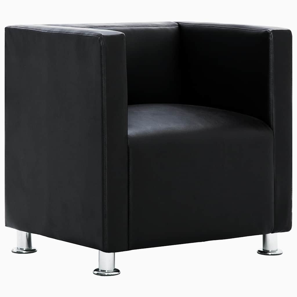 Fauteuil cube noir similicuir