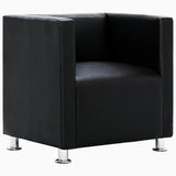 Fauteuil cube noir similicuir