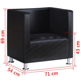 Fauteuil cube noir similicuir