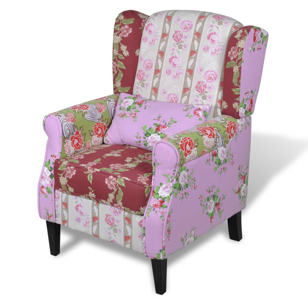 Fauteuil avec design de patchwork Tissu
