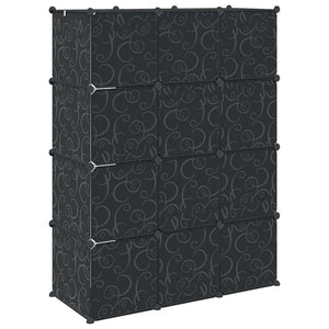 Armoire modulaire 9 compartiments noir et blanc 109x36,5x143 cm