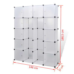 Armoire modulaire 14 compartiments blanc 37 x 146 x 180,5 cm